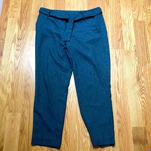 Loft Marisa grey ankle pants with 2 side pockets and tie at waist